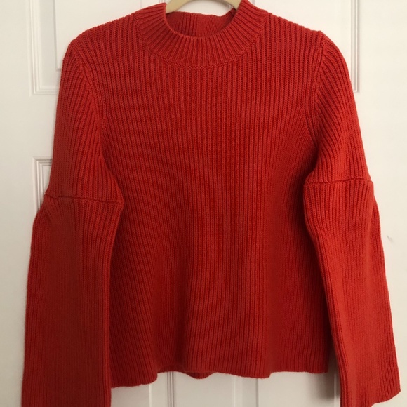 Boden Sweaters - Boden Leah Bell Sleeve Red Orange Ribbed Sweater M
